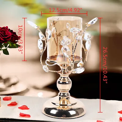 $36.10 • Buy European Crystal Candle Holder Glass Cover Metal Candelabra Dinner Decoration
