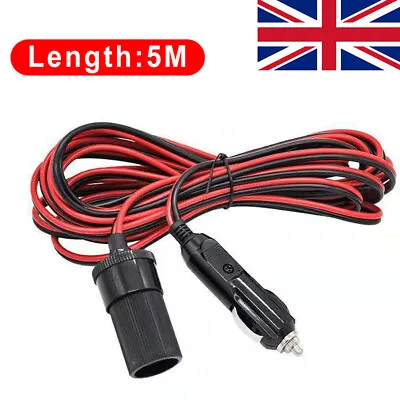 5M Car Cigarette Lighter 12V Extension Cable Adapter Socket Charger Lead New UK • £4.59