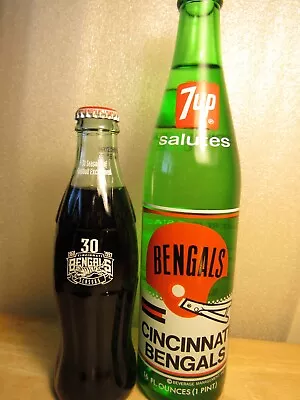 Lot / 2  CINCINNATTI BENGALS Football  7up / Coca Cola Bottles • $19