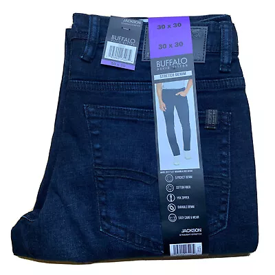 Buffalo David Bitton Men's Jackson-X Straight Fit Stretch Jeans Dark Blue 30x30 • $24.99