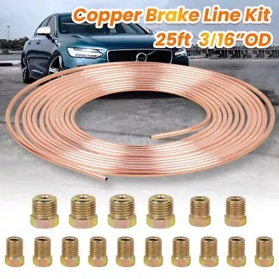 Copper Nickel Brake Line Tubing Kit 3/16 OD 25Ft 7M Coil Roll All Size Fittings • $10