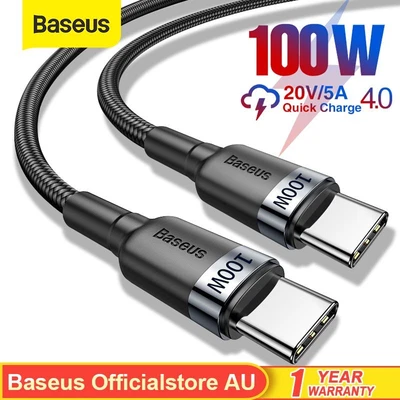 $7.99 • Buy Baseus 100W USB C To Type C Charger Cable PD Fast Charge Lead For Samsung Huawei