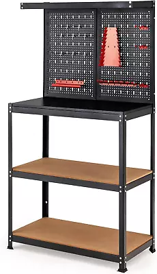 IRONMAX Workbench With Pegboard 4 Shelves Workstation Organizer With 14 PCS Han • $144.11