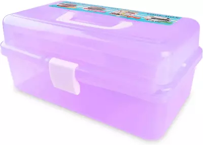 Craft Caddy Box Plastic Cantilever Box 3 Tray Art And Craft Box For Pencils Pain • £22.96