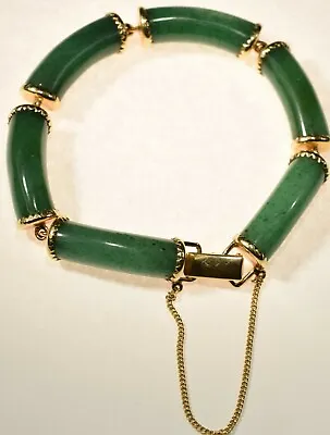 Vintage Mings Hawaii Green Adventurine Quartz Sectional Bracelet • $800