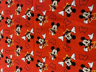 Disney 1 Yard Mickey Mouse Red Cotton Fabric Quilting Sewing 36x44 • $7.99