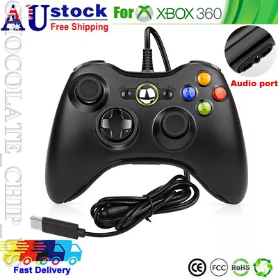 For XBOX 360 Wired Game Controller Gamepad Console Windows PC USB Wired Black AU • $21.49