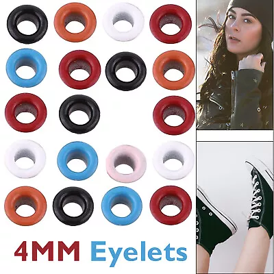 100x Coloured Eyelet With Washer Leather Craft Repair Rustproof Grommet 4mm • £4.49