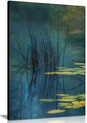 Lily Pads On Aqua Blue Water Framed Canvas Print Wall Art Home Decor • £17.99