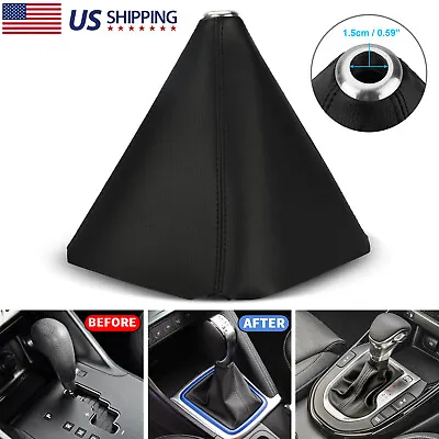 Universal Car Shift Knob Shifter Boot Cover DIY Black PVC Leather MT AT Sport • $9.98