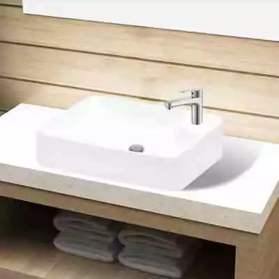 VidaXL Ceramic Bathroom Sink Basin With Faucet Hole White AUS • $138.42