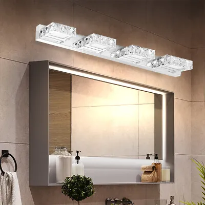 LED 4-Light Bathroom Vanity Light Fixture Over Mirror Modern Crystal Wall Lamps • $41.80
