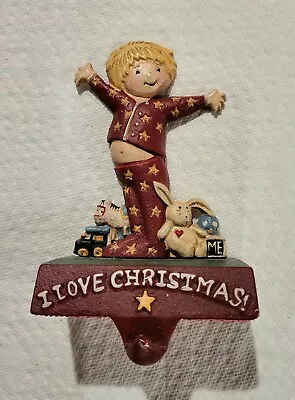 Mary Engelbreit Stocking Hanger Holder I Love Christmas Boy Midwest Cast Iron • $25