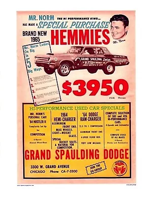 1965 Grand Spaulding Mopar Hemi Dodge Plymouth  8.5x11 Glossy Photo Reprint Ad • $9.50