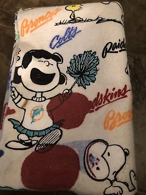 Rare VTG Chatham 1965 Peanuts NFL Throw Blanket Browns Eagles Raiders Cowboys • $39.99