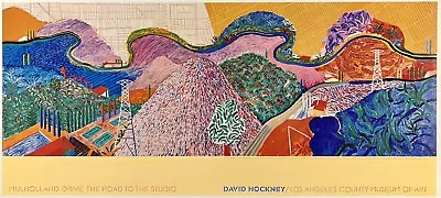 Original Vintage Poster DAVID HOCKNEY MULHOLLAND DRIVE LA Museum Of Art LINEN • $1499