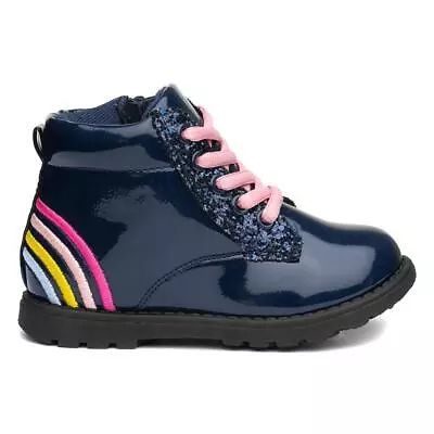 £19.99 • Buy Buckle My Shoe Kids Boot Navy Lace Up Patent Ankle Boot Teena