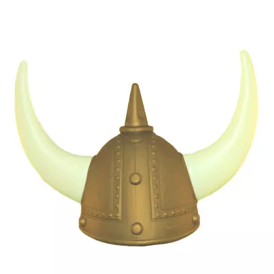 Adult Plastic Norwegian Medieval GOLD Viking Helmet Costume Hat With Horns • $15.99