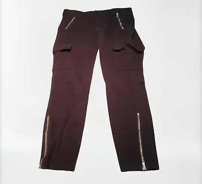 J Brand Maverick Black Mid Rise Skinny Cargo Pants W Zipper Ankles Size 27 • $60