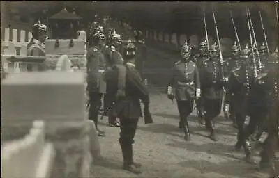 Kaiser Wilhelm Receiving German Troops Marching Bayonets Helmets RPPC • $14.79