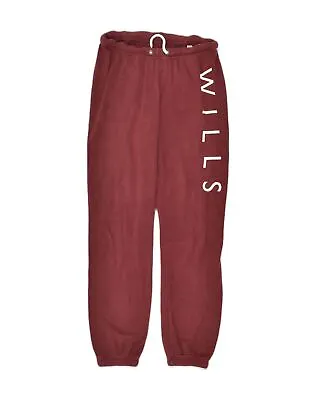 JACK WILLS Womens Graphic Tracksuit Trousers Joggers UK 8 Small Burgundy AG10 • £13.87