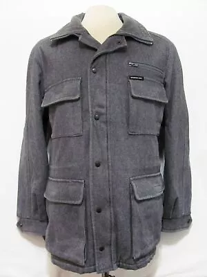 Vintage MEMBERS ONLY GREY WOOL HUNTING 80s Cruiser Mackinaw Jacket Coat Sz 44/L • $104.99