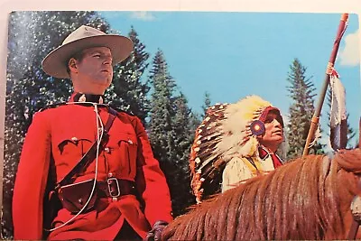 Canada Royal Canadian Mounted Police Officer Indian Chief Postcard Old Vintage • $0.50