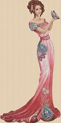 Elegant Lady Cross Stitch Chart  Elegant Lady 156x   Flowerpower37-uk • £4.90