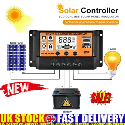 MPPT/PWM 100A Solar Panel Regulator Battery Charge Controller 12V/24V Dual UK~ • £8.17