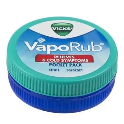 Vicks Vaporub Ointment 10 ML Pocket Size Block Nose Cough Headache (PACK OF 5) • $9.81