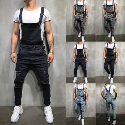 Mens Jeans Dungarees Jumpsuit Casual Denim Overalls Romper Bib Pants Trousers US • $37.99