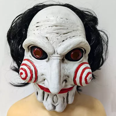 Billy Jigsaw Saw Movie Mask Puppet Costume Halloween Scary Game Latex Mask • £18.99