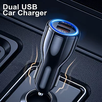 12V Fast Car Charger Lighter Socket Dual QC3.0 USB Ports Quick Power Adapter 3A • $8.44