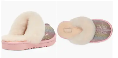 NIB New Kids UGG Cozy II Metallic Rainbow Glitter Slippers Pink Kids 3 / /35 • $68.95