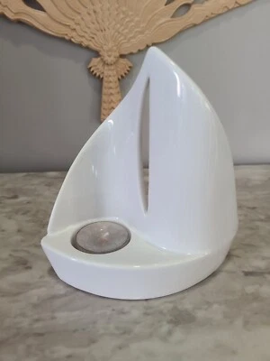 $7.99 • Buy Yankee Candle Ceramic Nautical Decor Sailboat Luminary Tealight Candle Holder 