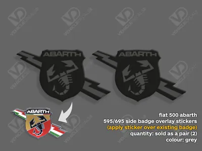 Fiat 500 Abarth 595 695 Turismo Competizione Grey Side Badge Stickers • £6.95