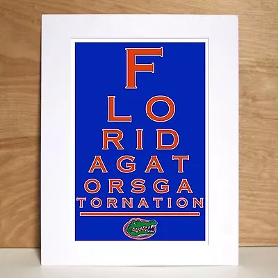 Florida Gators Art Sports NCAA Eyechart Poster Man Cave Decor 12x16  • $14.99