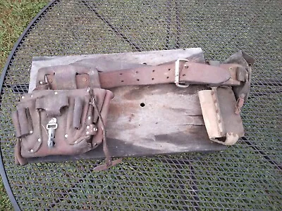 $35 • Buy Vintage Klien Tools Lineman's Leather Tool Belt With Pouches