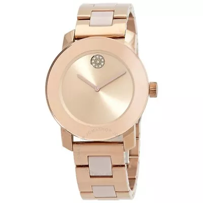 Movado Bold 3700799 Evolution Rose Gold Dial Steel/ceramic Band Womens Watch • $329.99