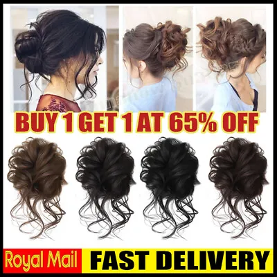 Curly Messy Hair Bun Piece Updo Scrunchie Fake Natural Bobble Hair Extensions UK • £1.99