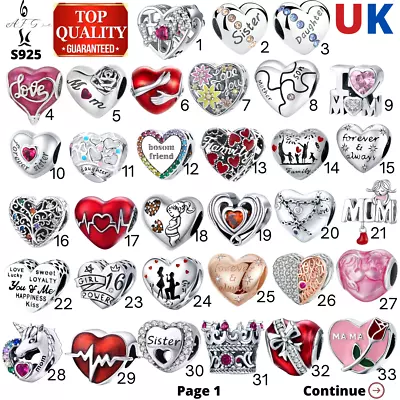 S925 Charm Bead Family Friend Valentine Mum Sister Daughter Nan Friendship AFG  • £17.99