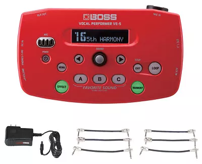 Boss VE-5-RD Vocal Effect Processor Red + Gator 9V Power Combo & 3 Patch Cables • $359.99