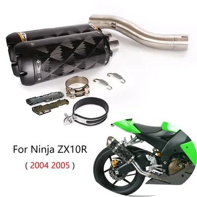 For Kawasaki ZX10R 2004 2005 Mid Exhaust Pipe Motorcycle 51mm Muffler Silencers • $233.09