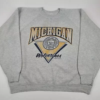 1990s University Of Michigan Wolverines Pullover Sweatshirt Mens XL Sweater Gray • $12.44