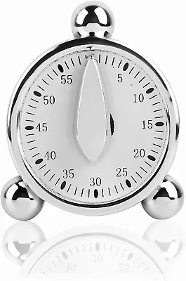 60 Minutes Kitchen Timer Stainless Steel Egg Shaped Mechanical Cooking Timer M • $15.11