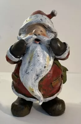 Vintage Retired Don Mechanic Resin 8  Folk Art Santa Claus Figurine W/Knapsack • $18