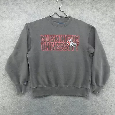 VTG Muskingum Fighting Muskies Sweatshirt Mens Medium Gray College University • $29.99