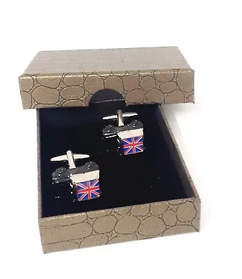 Cufflinks Mini In Black Like Austin Mini Cooper With Union Jack Flag  + Box 253 • £5.99