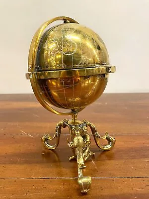 Earth Globe With Titan Atlas. Historical Style. Brass. France?. Xix Century • $600