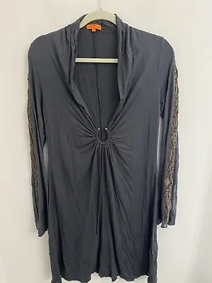 Michelle Jonas Womens Casual Mini Dress Size Large Dark Gray Travel Comfortable • $27.02